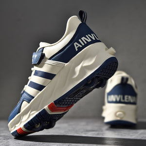 Zapatillas Patines  Azules con franjas de 04 Ruedas Juvenil
