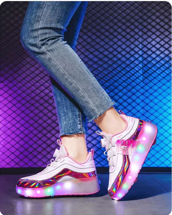 Zapatillas Patines de  ruedas y Luces Led recargables