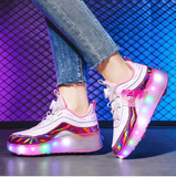 Zapatillas Patines de  ruedas y Luces Led recargables