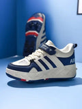 Zapatillas Patines  Azules con franjas de 04 Ruedas Juvenil