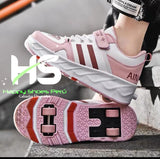 Zapatillas Patines de 04 Ruedas rosado con franjas Juvenil