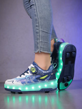 ZAPATILLAS PATINES CON 04 RUEDAS Y LUCES LED PARA NIÑOS
