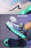 ZAPATILLAS PATINES CON 04 RUEDAS Y LUCES LED PARA NIÑOS