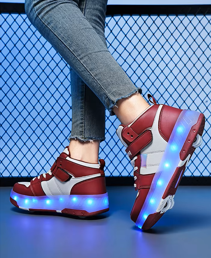 Zapatillas Patines de 04 ruedas desmontables con luces Led recargabes