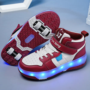 Zapatillas Patines de 04 ruedas desmontables con luces Led recargabes